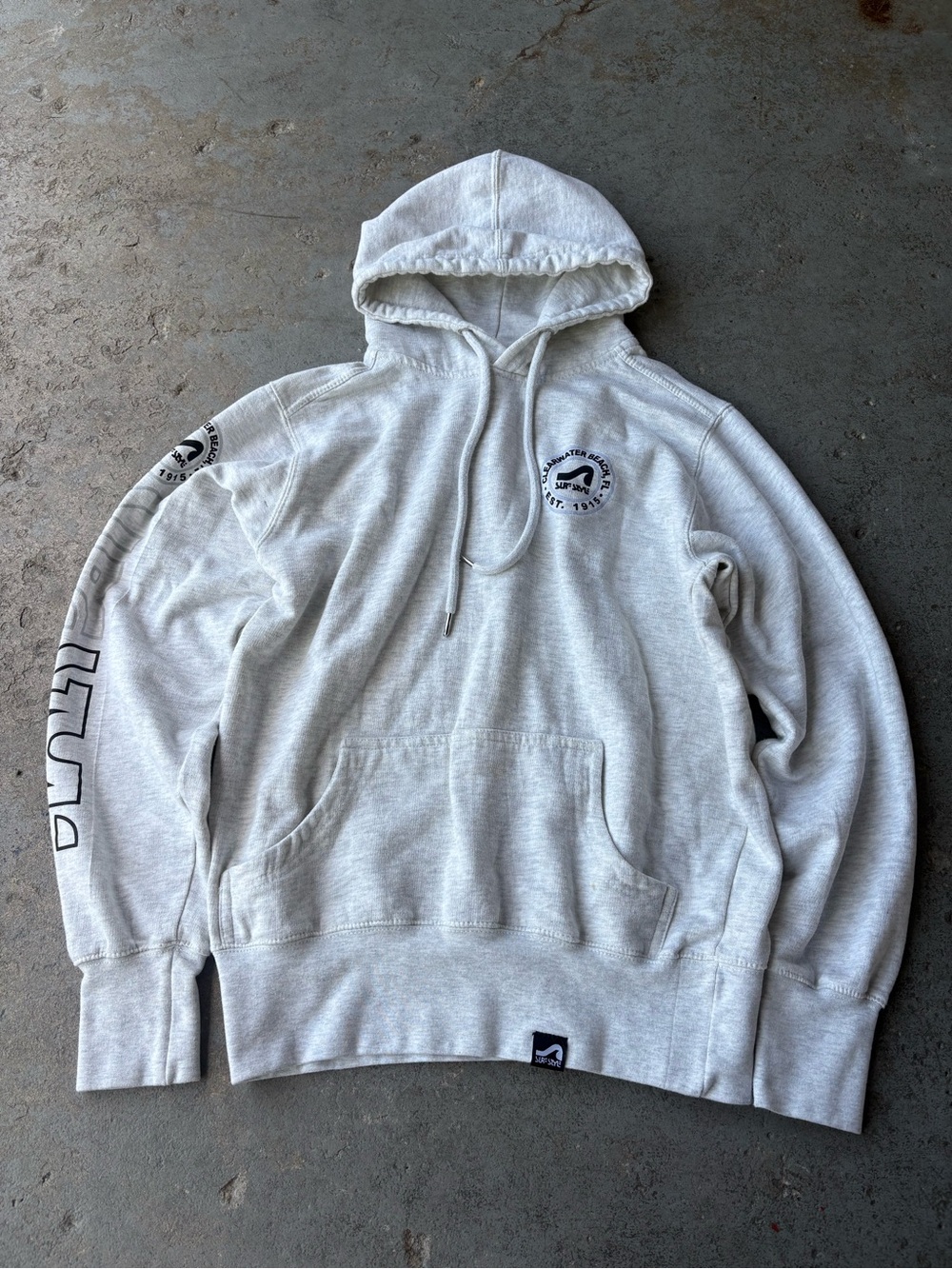 Men’s Surf Style Light Gray Pullover Hoodie with Small Logo Clearwater FL